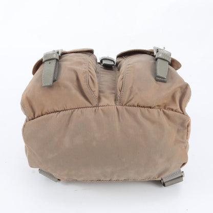 Prada Tessuto Nylon Triangle Logo Leather Backpack Shoulder Bag — view 5