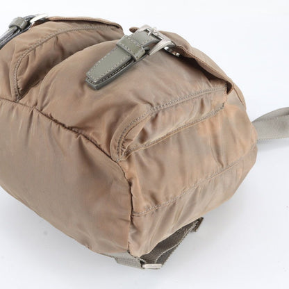 Prada Tessuto Nylon Triangle Logo Leather Backpack Shoulder Bag — view 4
