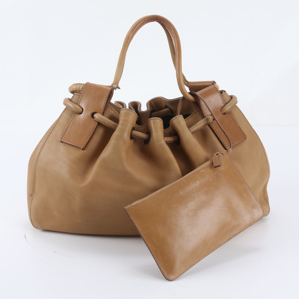 Gucci Leather Handbag Tote Brown