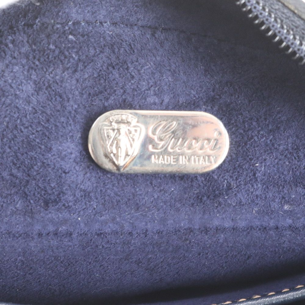 Gucci Vintage Leather Shoulder Bag Crossbody Navy — view 8