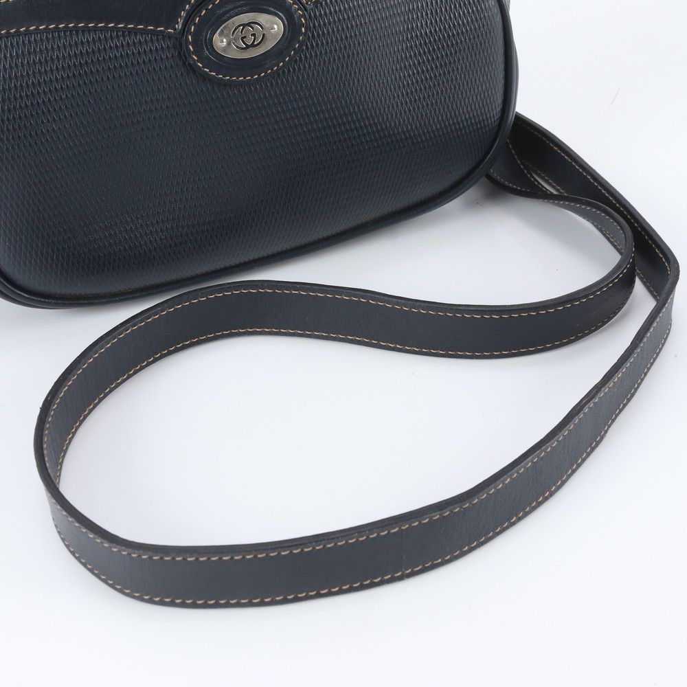 Gucci Vintage Leather Shoulder Bag Crossbody Navy — view 2
