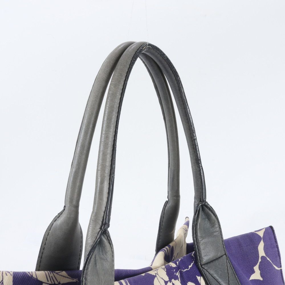 Miu Miu Flower Floral Pattern Leather Canvas Handbag Shoulder — view 2
