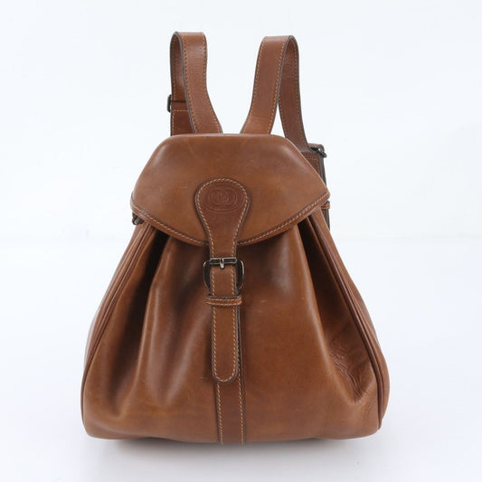 Gucci Vintage Leather Backpack Shoulder Bag Brown