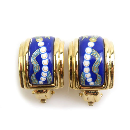 Hermes Earrings Cloisonne Gold