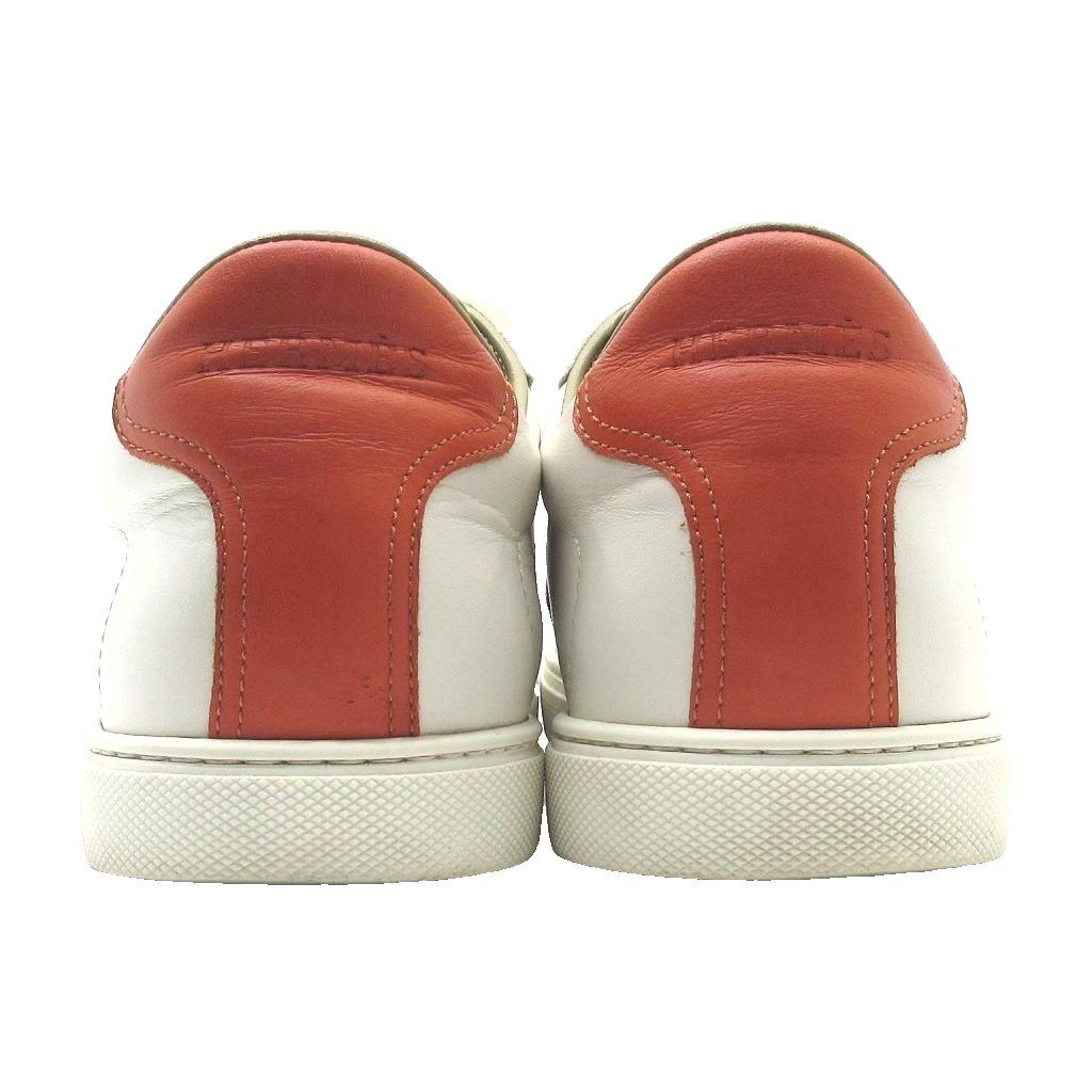Hermes Quicker Leather Sneakers H Logo White Orange — view 4