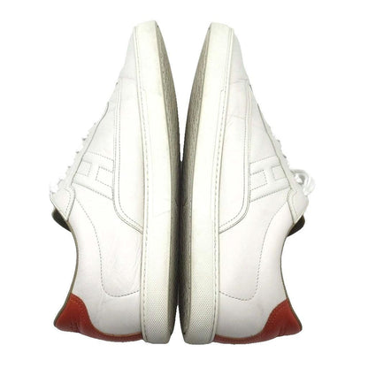 Hermes Quicker Leather Sneakers H Logo White Orange — view 5
