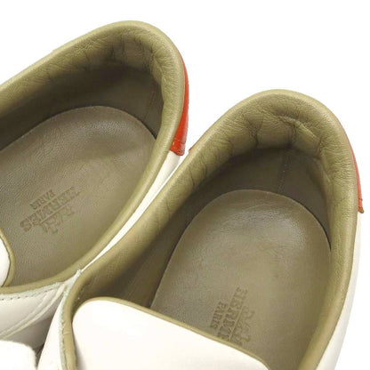 Hermes Quicker Leather Sneakers H Logo White Orange — view 6