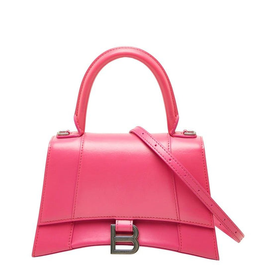 Balenciaga Hourglass Small 2-Way Shoulder Bag Top Handle Pink Leather