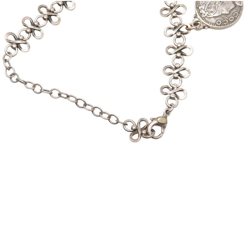 Chanel CC Logo Mademoiselle Coin Bracelet Silver Metal — view 4