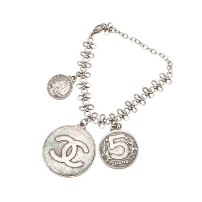 Chanel CC Logo Mademoiselle Coin Bracelet Silver Metal