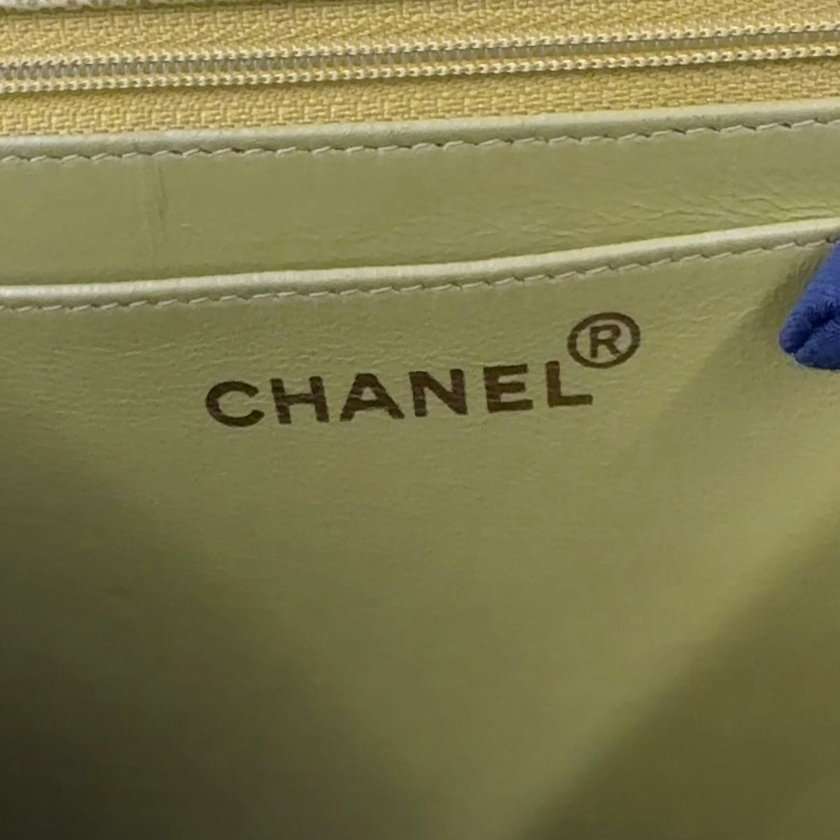 Chanel Quilted Caviar Leather Yellow Green Handbag Gold — view 4