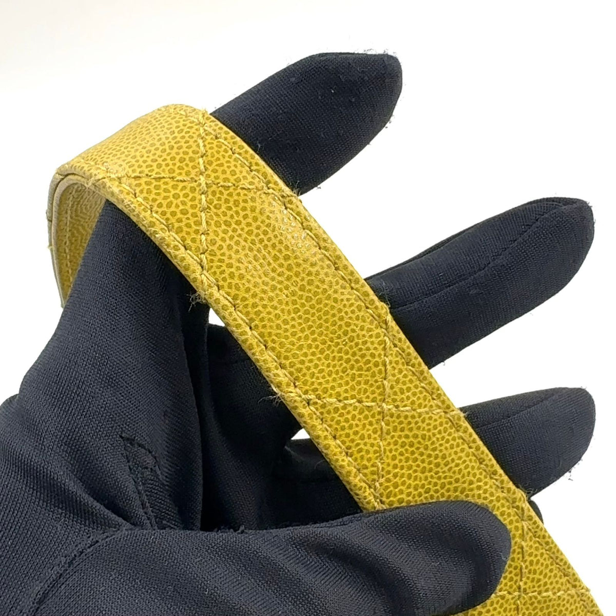 Chanel Quilted Caviar Leather Yellow Green Handbag Gold — view 5