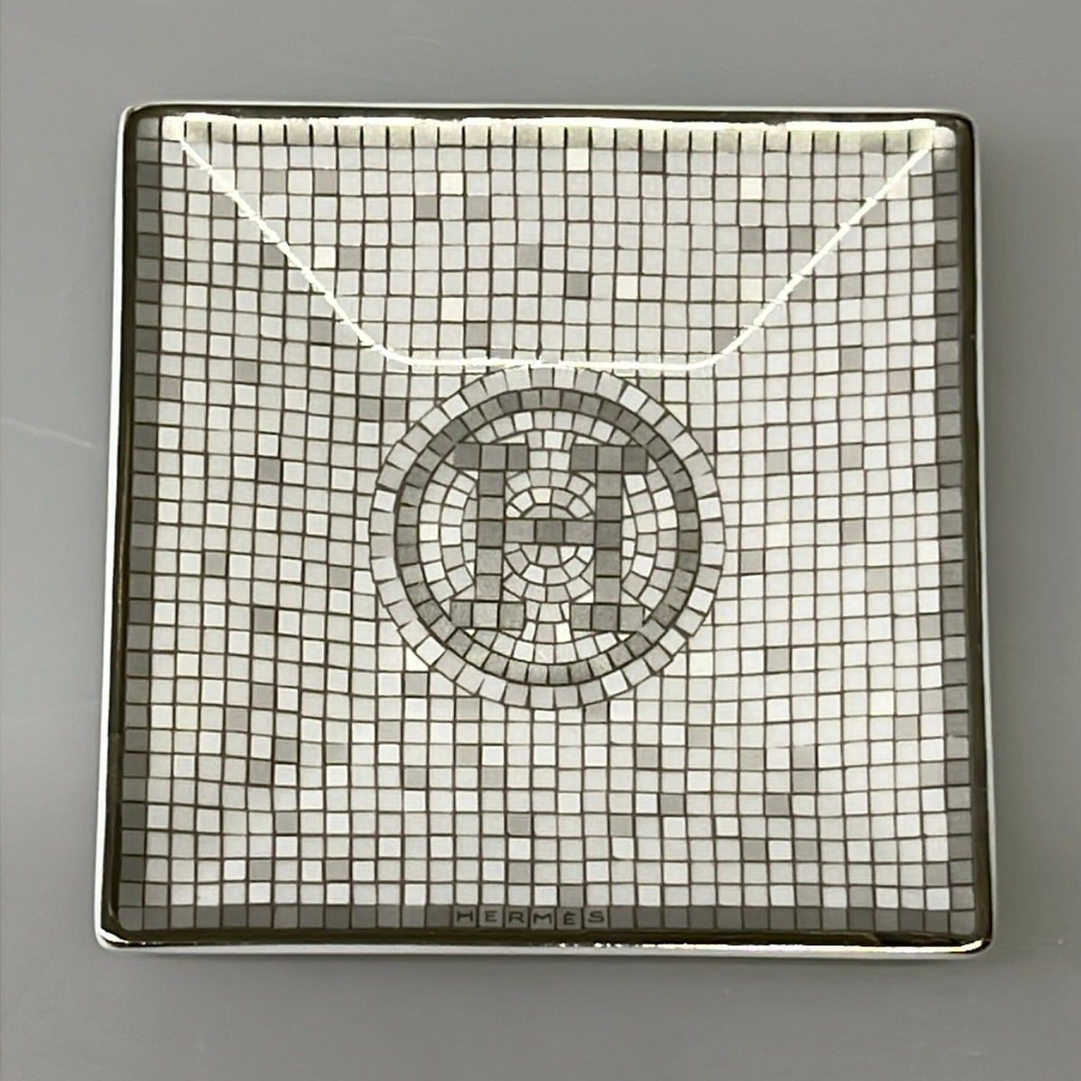 Hermes White Light Gray Tray Case Mosaique Au 24 Mosaic Vanquatre