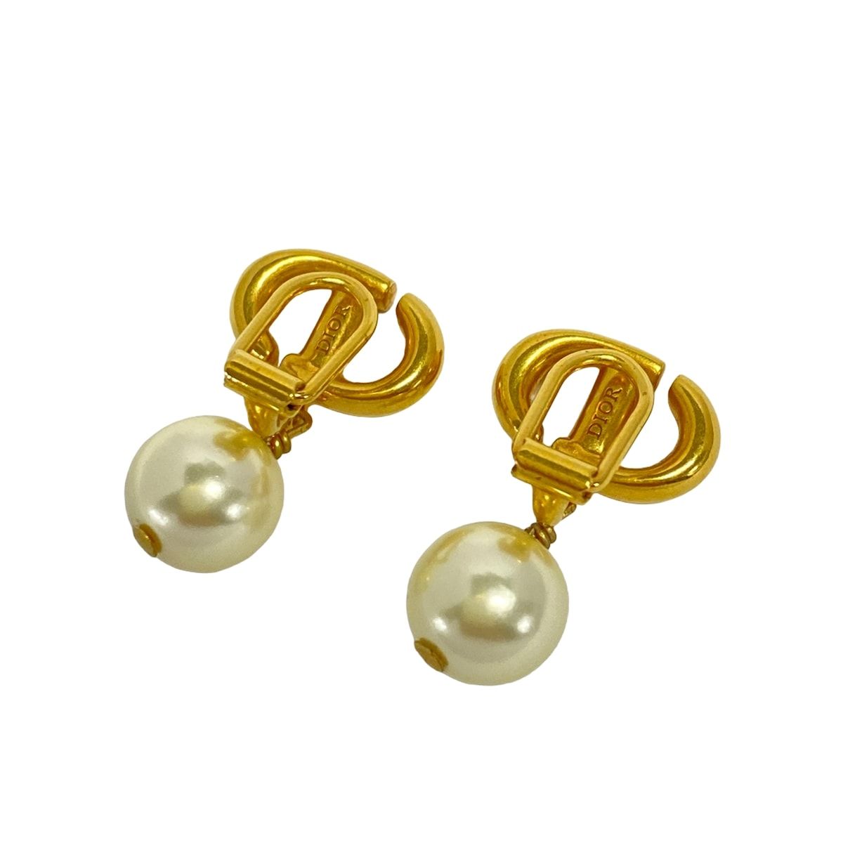 Dior Earrings CD Navy Gold Ivory — view 2
