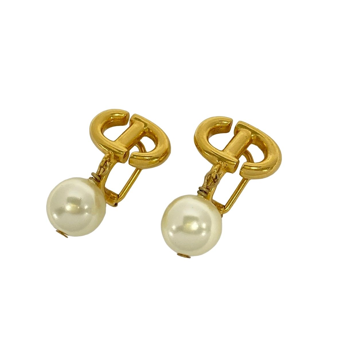 Dior Earrings CD Navy Gold Ivory