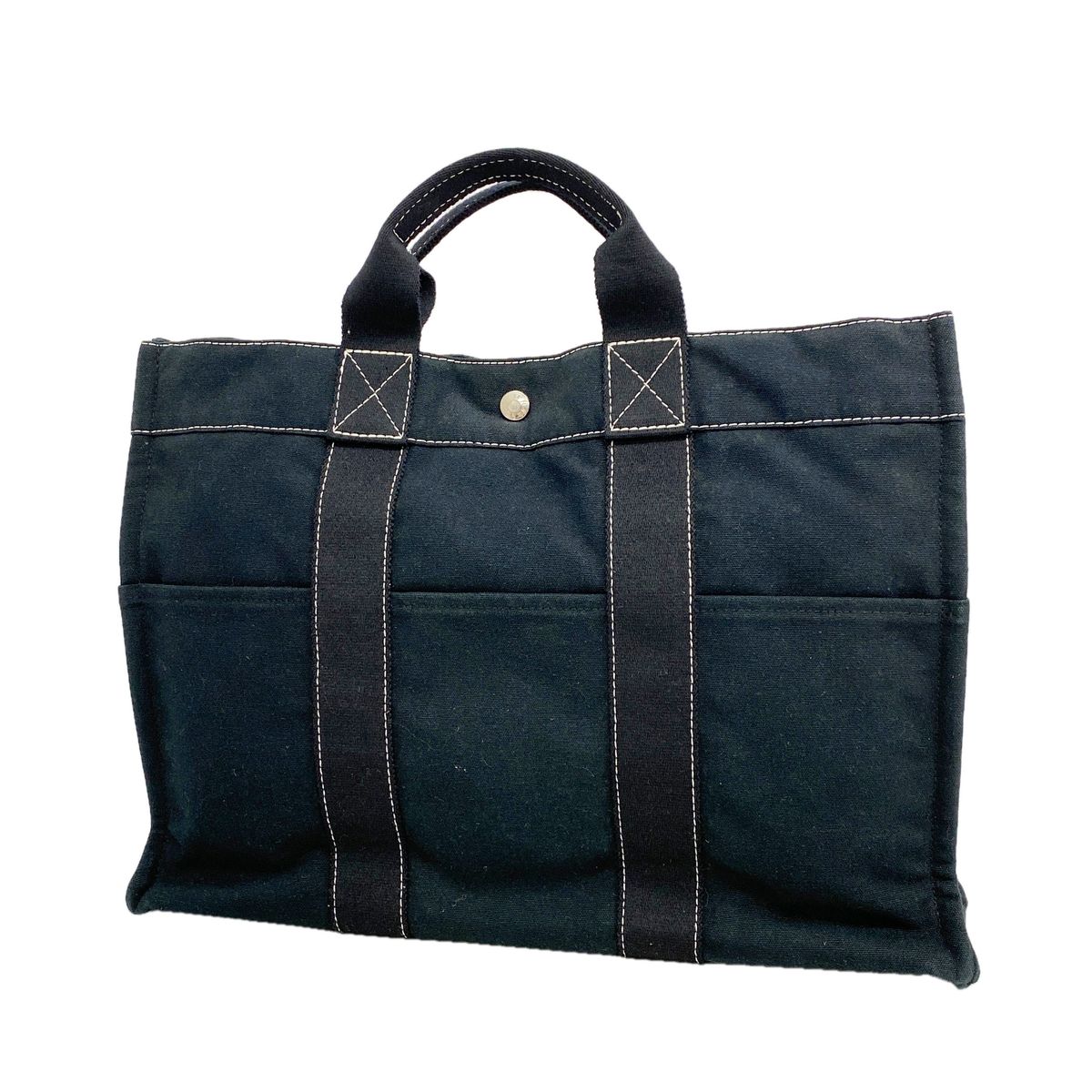 Hermes Tote Bag Fourre Tout MM Canvas Black Silver
