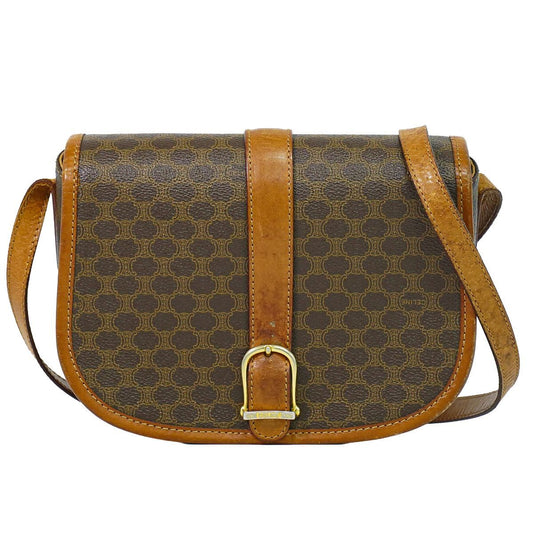 Celine Macadam Shoulder Bag Pochette Brown