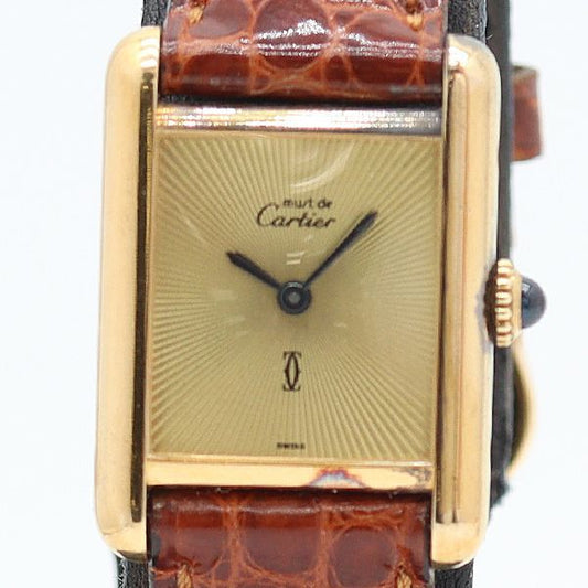 Cartier Must Tank Manual Wind Gold Dial Watch