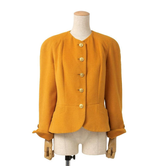 Dior Vintage Collarless Jacket CD Button Angora Mix Wooljacket