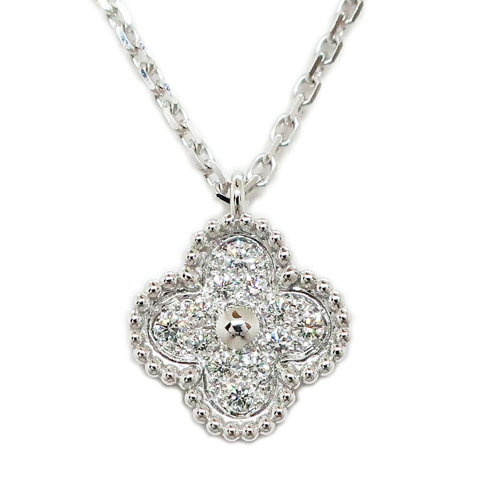 Van Cleef & Arpels Sweet Alhambra Necklace 18K White Gold Diamond