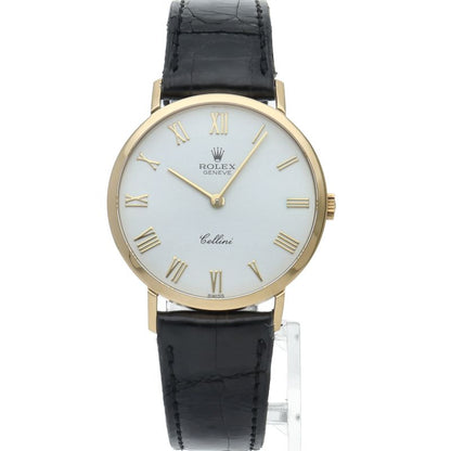 Rolex Cellini Watch 18K Yellow Gold Leather Silver — view 2
