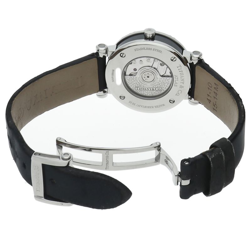 Tiffany & Co Atlas Watch SS Leather Black — view 5