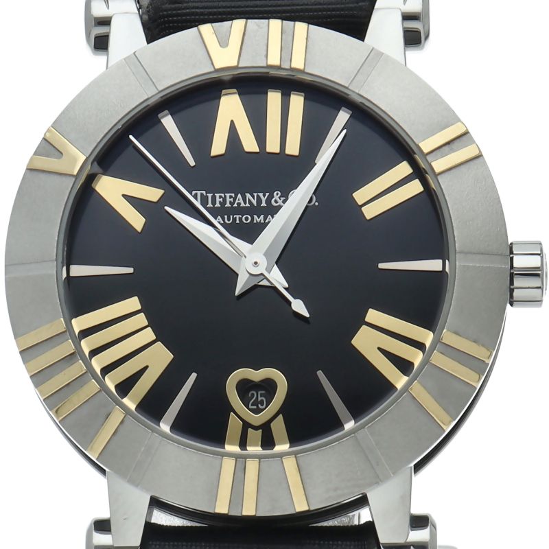 Tiffany & Co Atlas Watch SS Leather Black