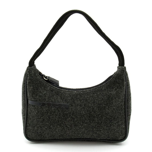 Prada Sports Handbag Wool Leather Gray