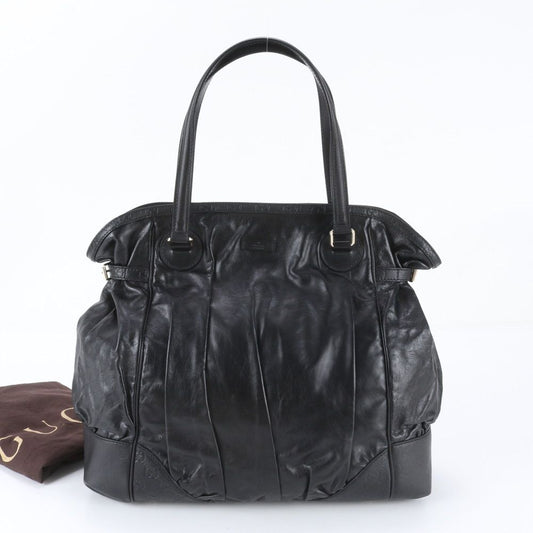 Gucci Leather Tote Bag Shoulder Hand Black