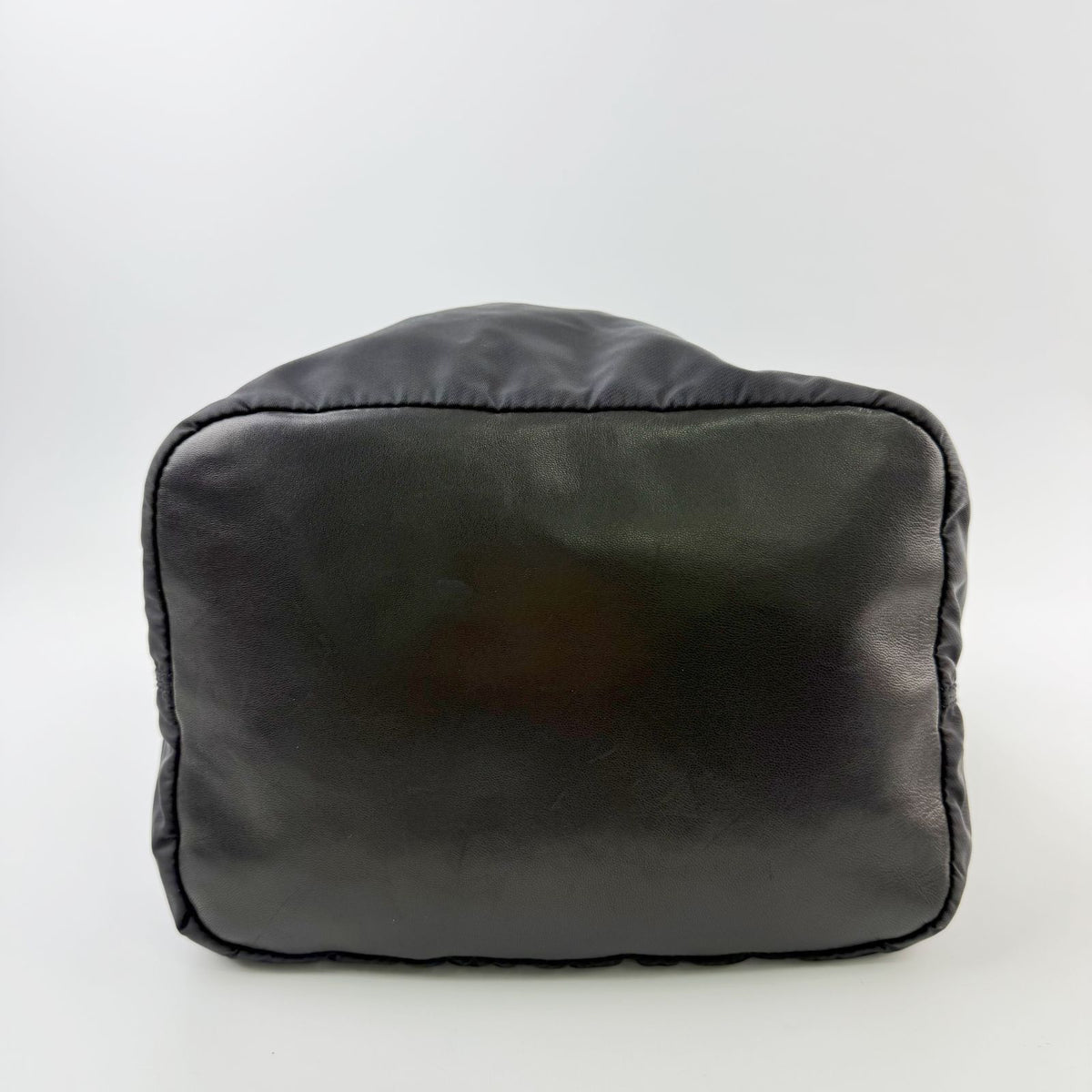 Prada Tessuto Triangle Logo Eyelet Shoulder Bag Nylon Leather Black Silver — view 8