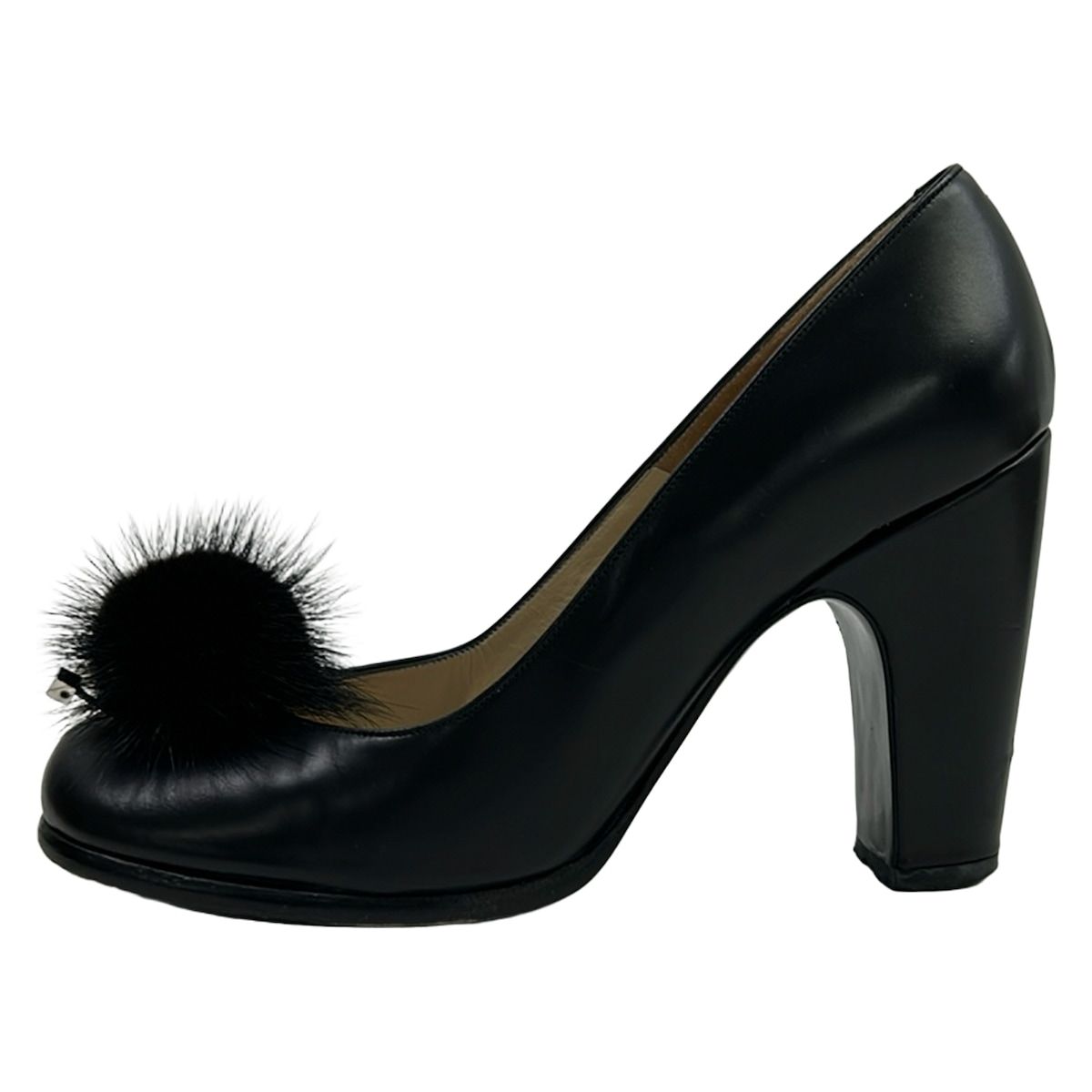 Louis Vuitton Pumps Black Leather Fur Heels