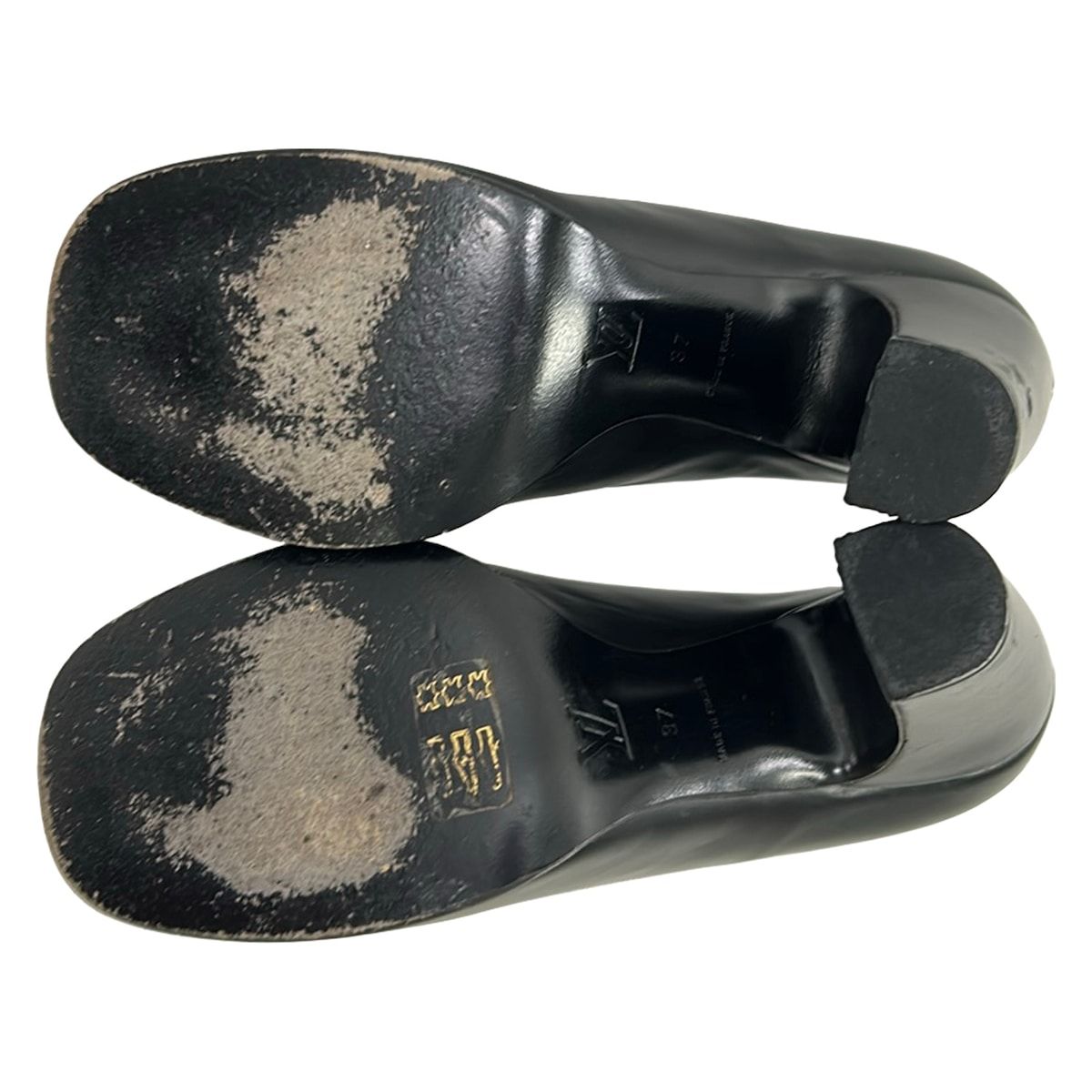 Louis Vuitton Pumps Black Leather Fur Heels — view 4