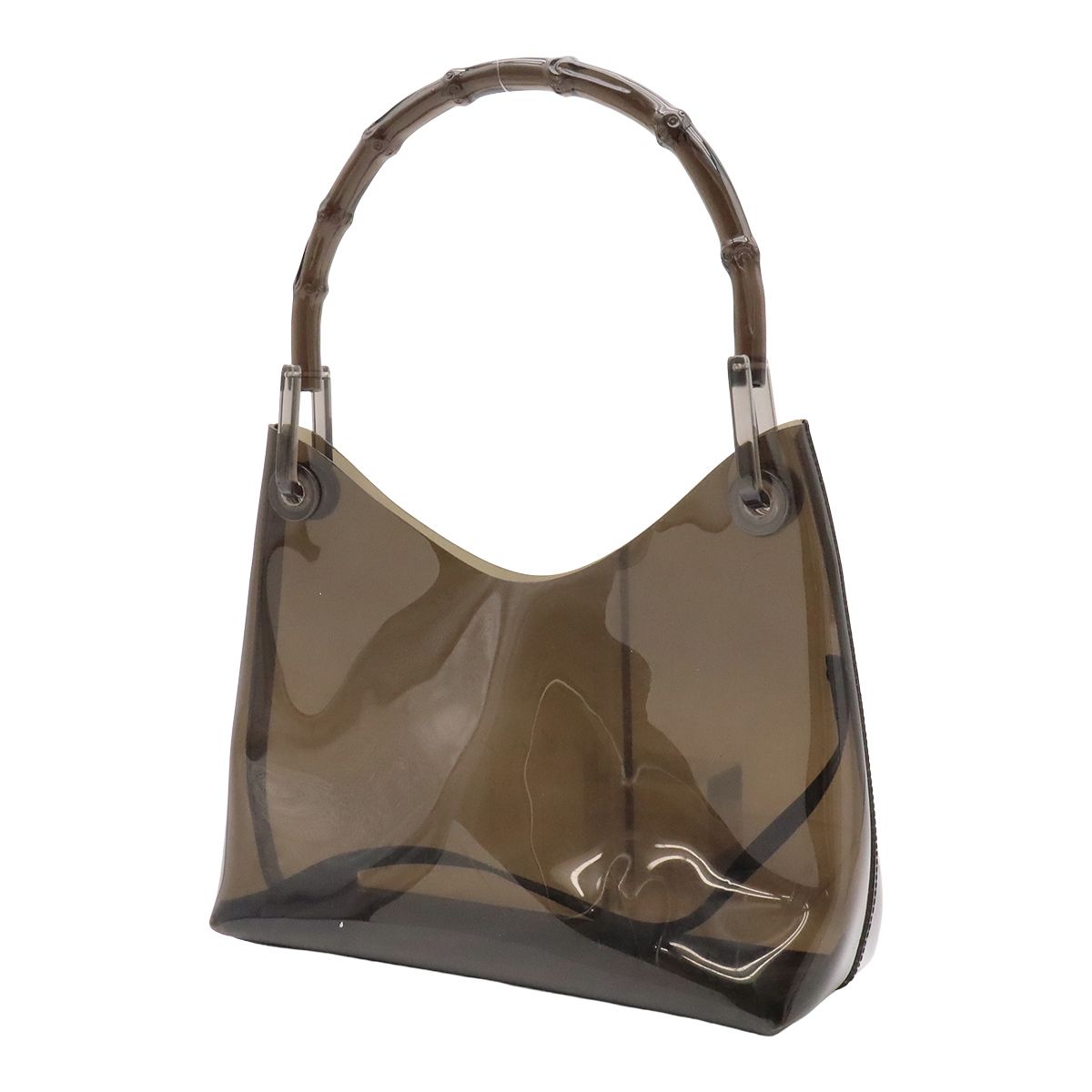 Gucci Plastic Bamboo Shoulder Bag Vinyl Leather Black — view 2
