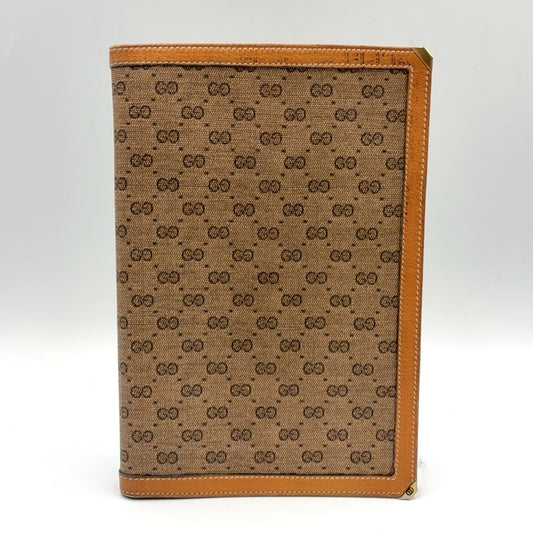 Gucci Micro GG Leather Canvas Beige Wallet Gold 030