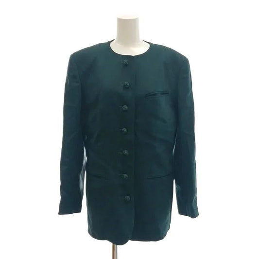 Dior Sports Vintage Collarless Jacket Multi Button Power Shoulder Mode Green M