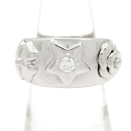 Chanel Ring 18K White Gold Three Symbol Star Clover Flower Diamond