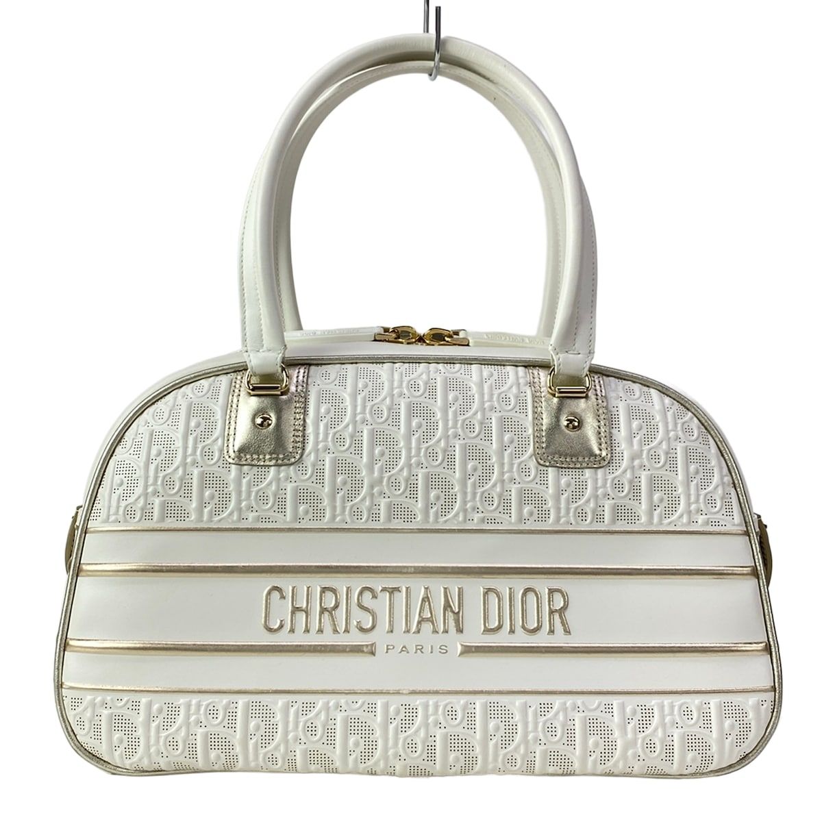 Dior Vibe Bowling Bag White Gold 2-Way Leather