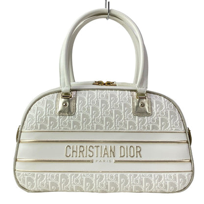 Dior Vibe Bowling Bag White Gold 2-Way Leather