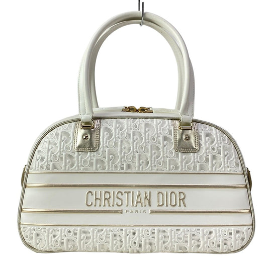 Dior Vibe Bowling Bag White Gold 2-Way Leather