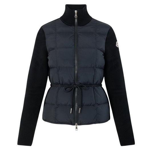 Moncler Cardigan Tricot Knit Down Jacket Black Nylon Wool S