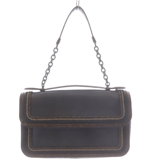 Bottega Veneta Top Handle Intrecciato 2-Way Shoulder Bag Chain Leather Gray
