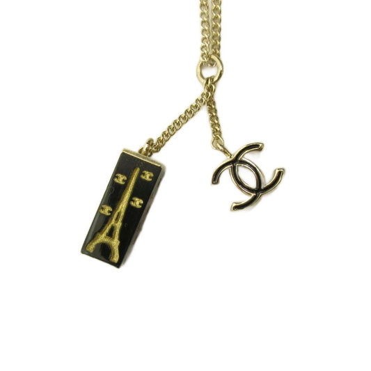 Chanel 05C CC Logo Necklace Eiffel Tower CC Chain Gold Colored