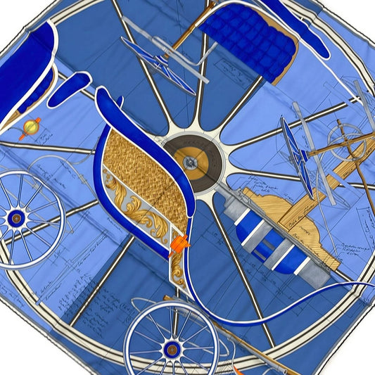 Hermes Scarf Carre 90 08 Blue Jean Line Cles Projet de Voiture Petit Duc Bateau