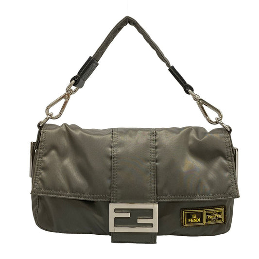 Fendi Handbag Baguette Mamma Bucket Gray Porter Collaboration 3way