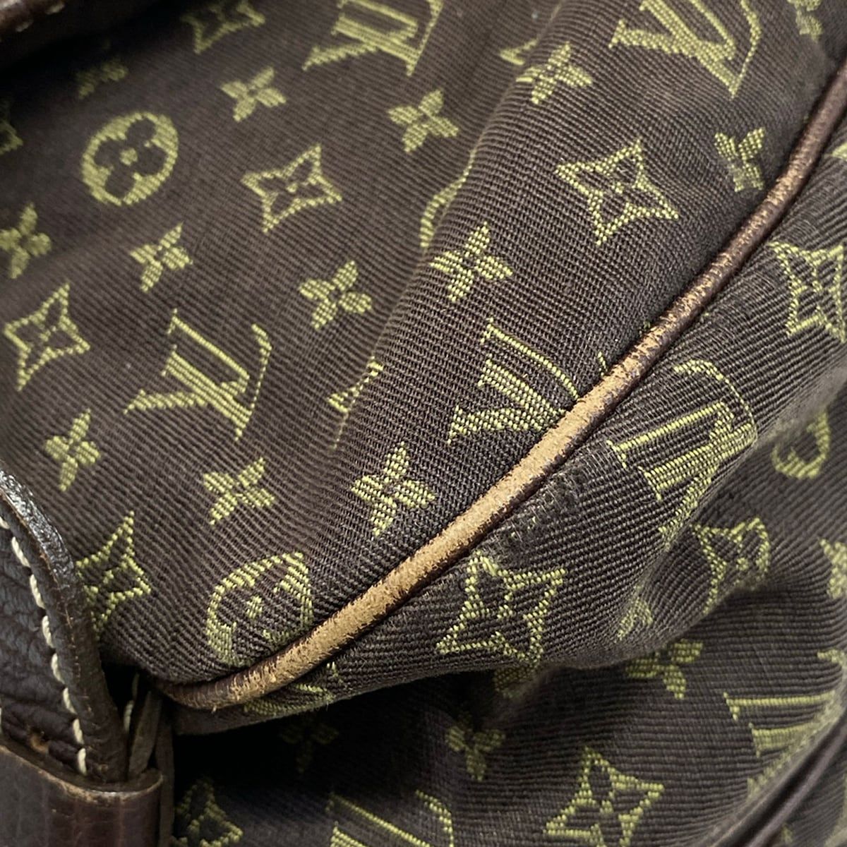 Louis Vuitton Shoulder Bag Monogram Mini Lin Saumur Ebene Cotton — view 6