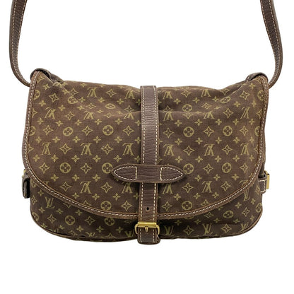 Louis Vuitton Shoulder Bag Monogram Mini Lin Saumur Ebene Cotton — view 3