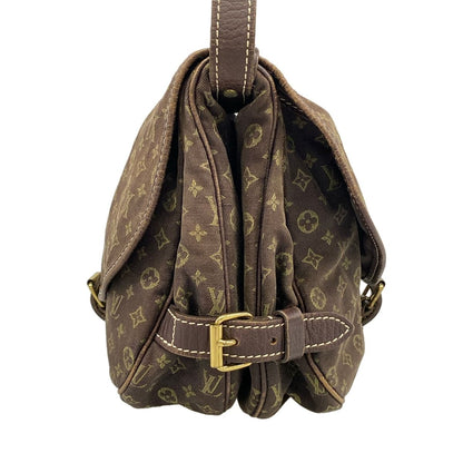 Louis Vuitton Shoulder Bag Monogram Mini Lin Saumur Ebene Cotton — view 2