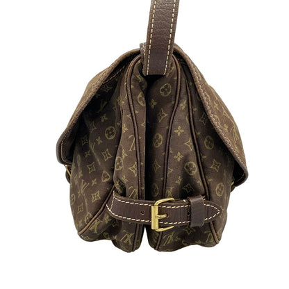 Louis Vuitton Shoulder Bag Monogram Mini Lin Saumur Ebene Cotton — view 4