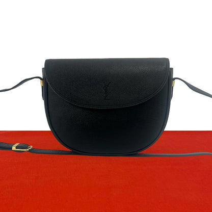 Saint Laurent Eve Vintage YSL Logo Leather Shoulder Bag Pochette Black