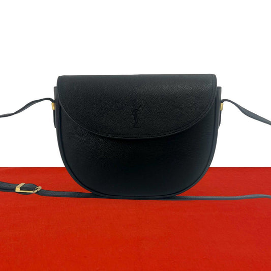 Saint Laurent Eve Vintage YSL Logo Leather Shoulder Bag Pochette Black